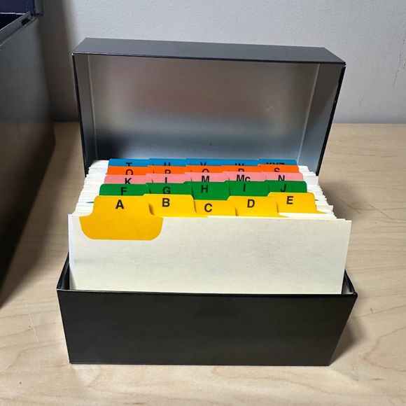 Vintage Globe-Weis Nesting Metal Storage File Boxes and Index Card Set (3) - Picture 3 of 11